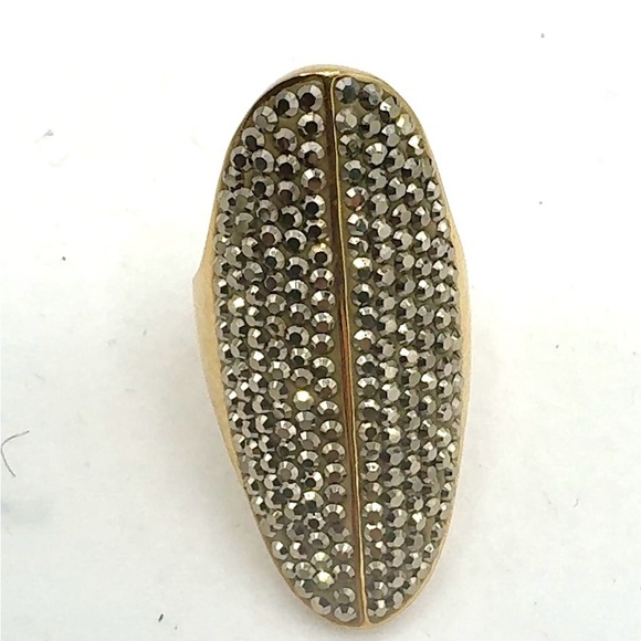 Henri Bendel Tribal Dark Grey Rocks and Gold Ring Size 5.75 - Picture 7 of 10